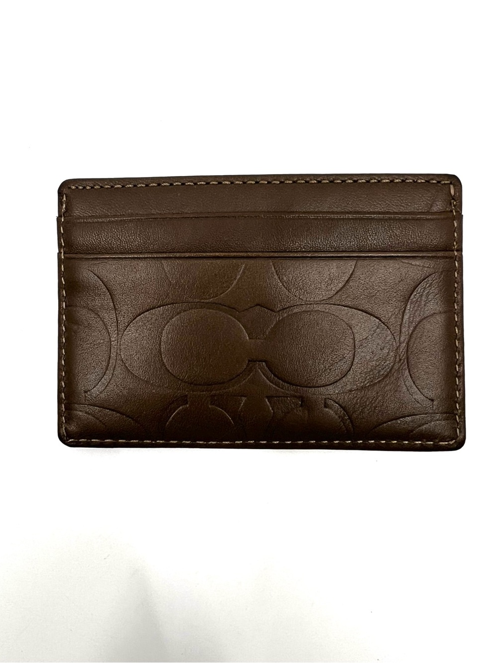 Coach Mahogany Brown Embossed Signature Card Case Wallet